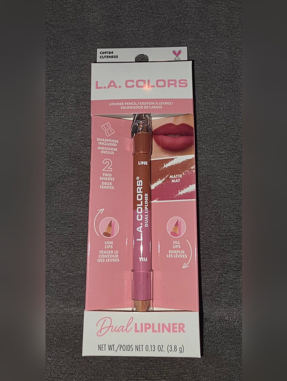 L.A. COLORS Dual Lipliner Pencil - Cuteness C69184 BNIB